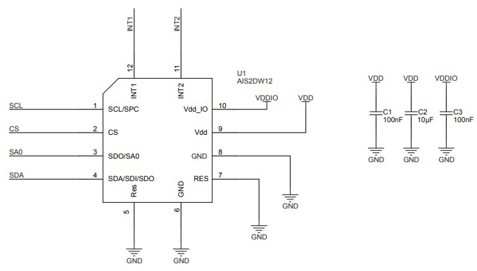 Schematic - STMicroelectronics STEVAL-MKI206V1 Adapter Board
